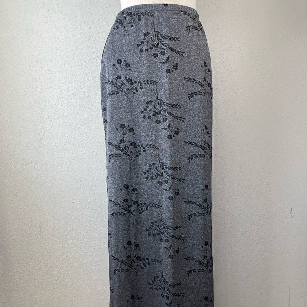 HeartSoul Gray Floral Maxi Skirt